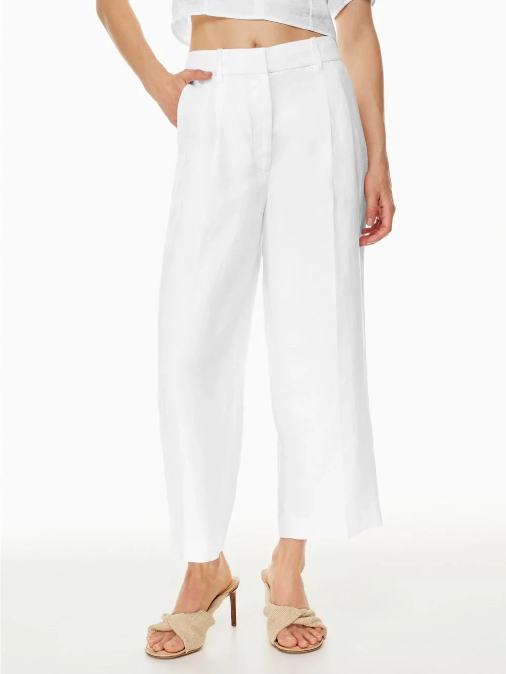 Aritzia Wilfred The Effortless Pant Linen Cropped High Waist Wide Leg NWOT